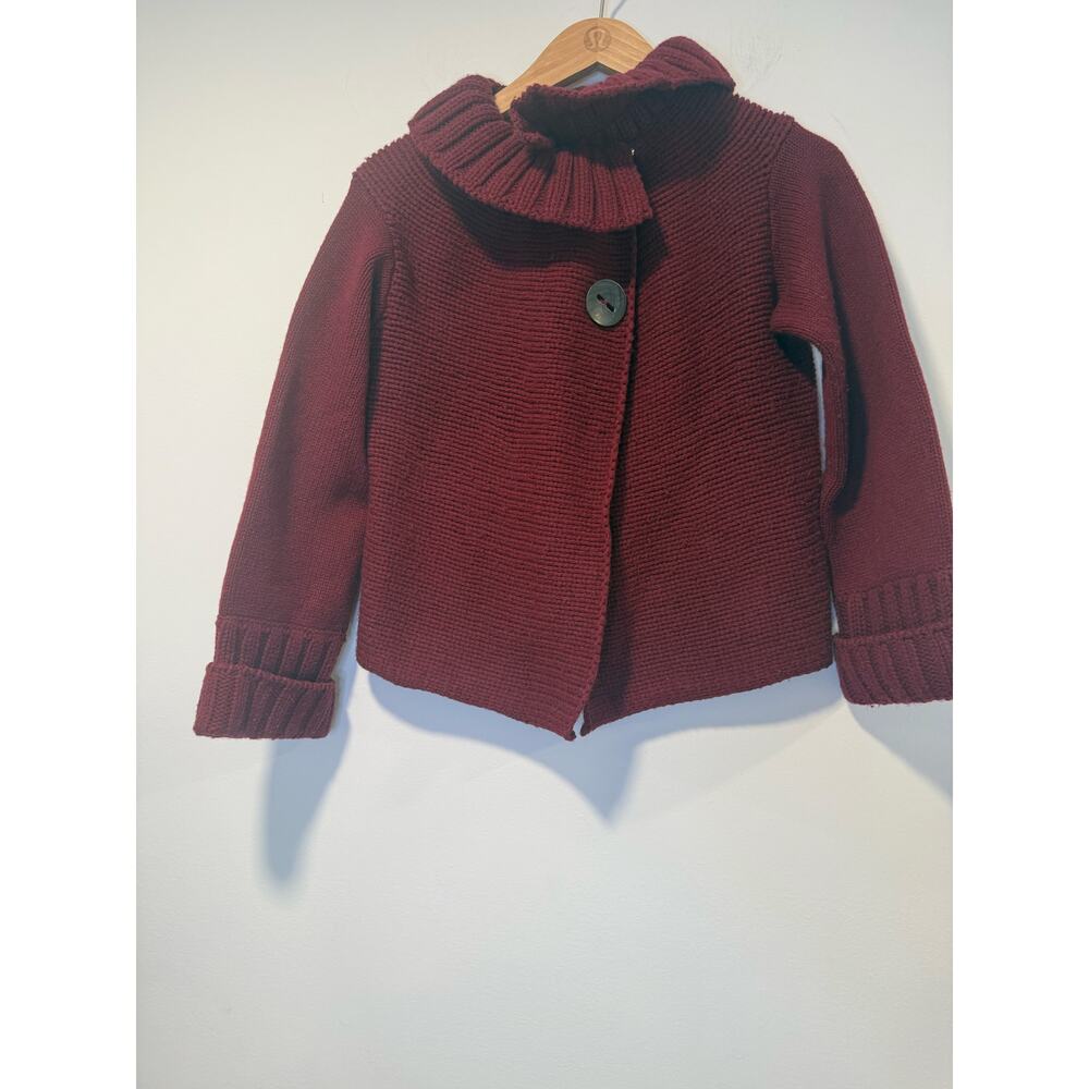 Rivamonti Cardigan Chunky Knit Cardigan Sweater w Collar Red S/M JL